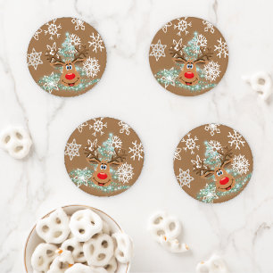 Christmas Ceramic Coaster Set, Reindeer Set
