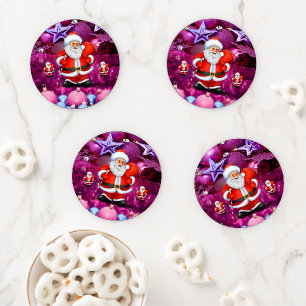 Christmas Ceramic Coaster Set, Santa Set