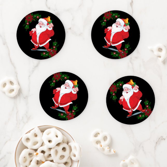 Christmas Ceramic Coaster Set, Santa Set (In Situ)