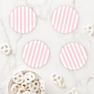 Christmas Ceramic Coaster Set, Stripe Pink & White Set