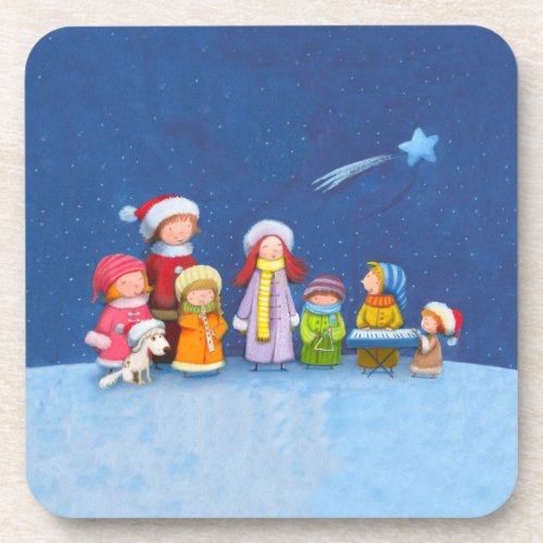 Christmas ceramic coaster with Christmas choir