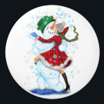 Christmas Ceramic Knob Snowman and Girl Dance<br><div class="desc">Knobs with Happy Snowman and Girl Dance Tango Christmas Party Fun Cartoon Drawing - Choose / Add Your Unique Text / Name / Color - Make Your Special Gift - Resize and move or remove and add elements / text with customization tool ! Drawing and Design by MIGNED. Please see...</div>