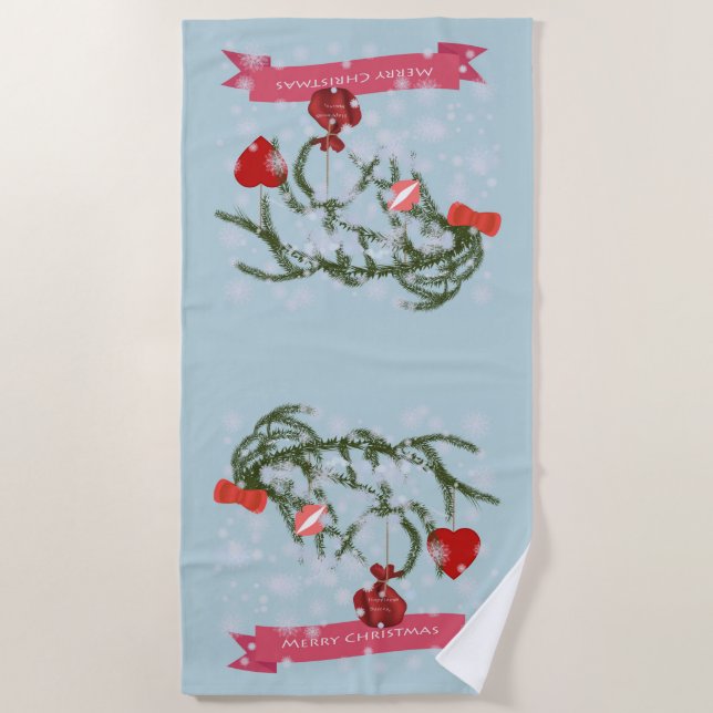 Christmas Ceramic Tile Beach Towel (Front)