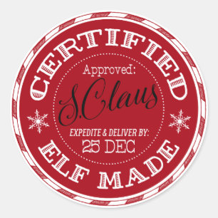 Christmas Certified Elf Made Classic Round Sticker