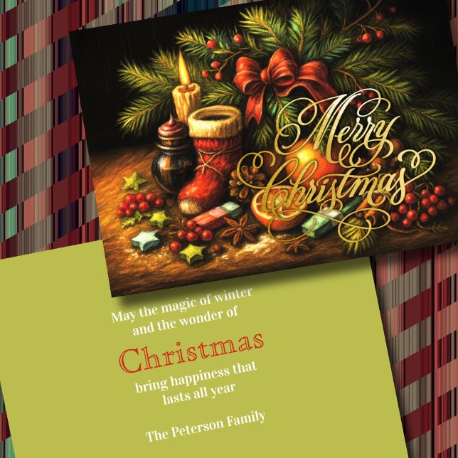 Christmas Chalk Drawing Still Life Holiday Card (Creator Uploaded)