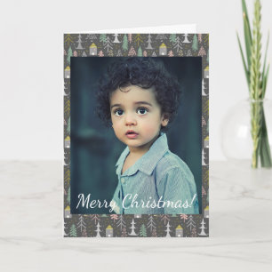 Christmas Chalkboard Christmas Trees Houses Photo Note Card