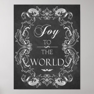 Christmas chalkboard Joy To The World Quote Art Poster