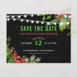 Christmas Chalkboard Save The Date Holly Leaves Announcement Postcard<br><div class="desc">Christmas Chalkboard Save The Date Holly Leaves</div>