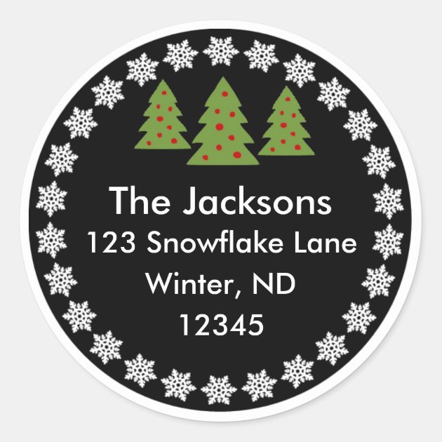 Christmas Chalkboard Snowflake Tree Address Label