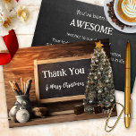 Christmas Chalkboard Teacher Appreciation Thank You Card<br><div class="desc">A Christmas Thank You card for a teacher,  featuring a chalkboard with Christmas tree. On the back is a simple chalkboard background for your texts. Nice to thank a teacher and send wishes for happy Holidays.</div>