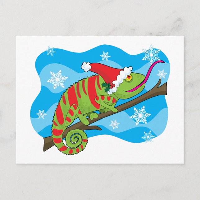 Christmas Chameleon Holiday Postcard (Front)
