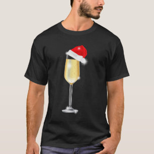 Christmas Champagne Glass Santa Hat Drinking T-Shirt