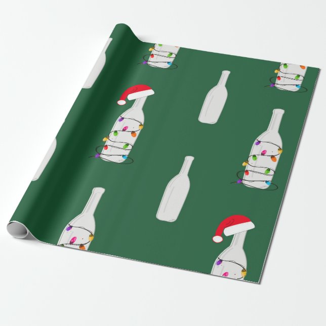 Christmas champagne green wrapping paper (Unrolled)