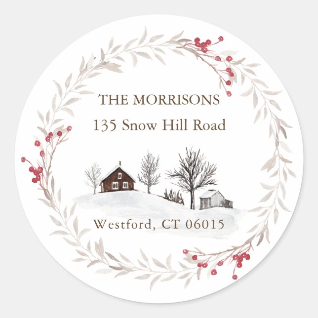 Christmas Change Address New Home  Classic Round Sticker (Front)