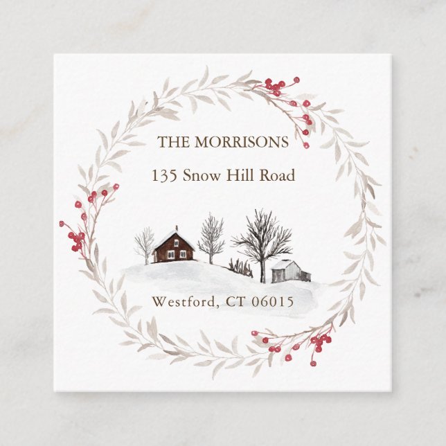 Christmas Change Address New Home  Enclosure Card (Front)