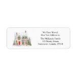 Christmas Change Address New Home Label<br><div class="desc">Christmas card address label. Lovely snow covered house with Christmas decorations.</div>