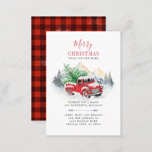 Christmas Change of Address Red Truck Moving Business Card