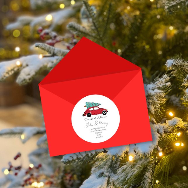 Christmas Change of Address Sticker | Red Car with (Creator Uploaded)