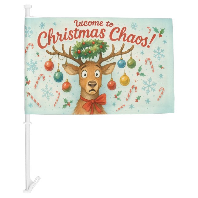 Christmas Chaos - Cute and adorable Car Flag (Front)