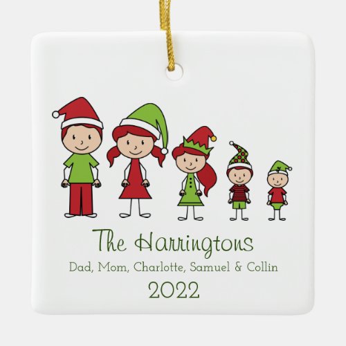 Christmas Character Cute Family Personalized  Ceramic Ornament