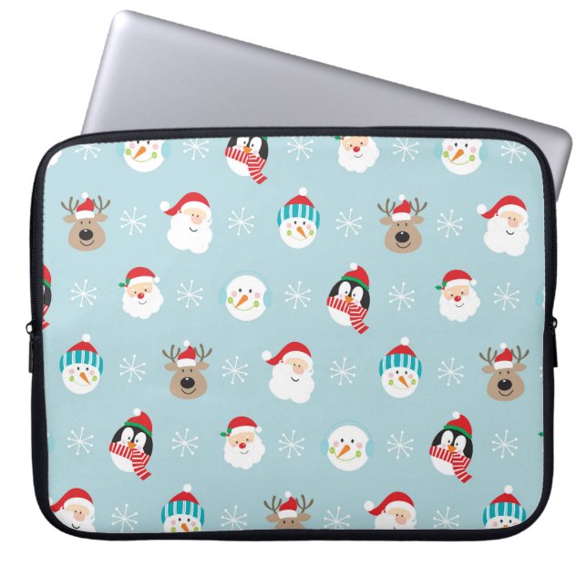 Christmas Character Heads: Festive Wrap Laptop Sleeve (Front)