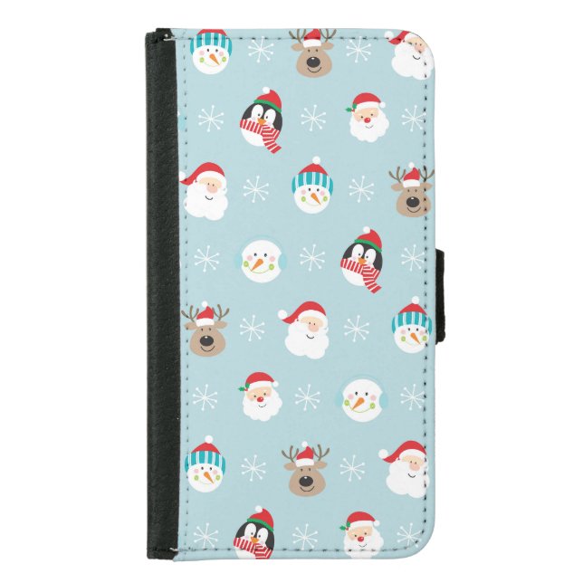 Christmas Character Heads: Festive Wrap Samsung Galaxy Wallet Case (Front)