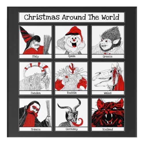 Christmas Characters Around The World Illustration Acrylic Print