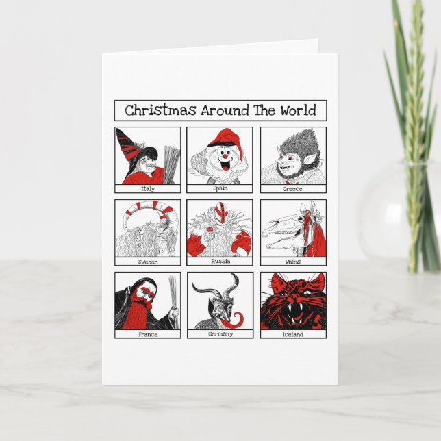 Christmas Characters Around The World Illustration Card (Front)