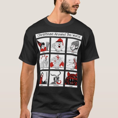 Christmas Characters Around The World Illustration T_Shirt