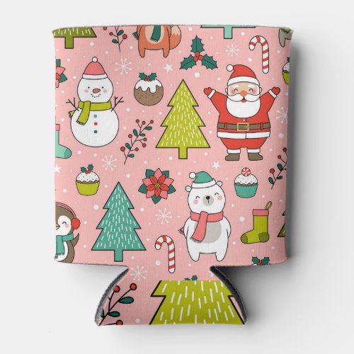 Christmas Characters Cartoon Pattern Can Cooler