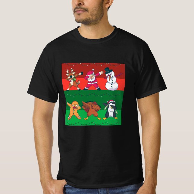 Christmas Characters Dabbing T-Shirt (Front)