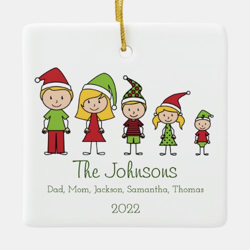 Christmas Characters Family Cute Personalized Ceramic Ornament