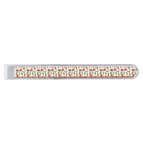 Christmas Characters Silver Finish Tie Bar