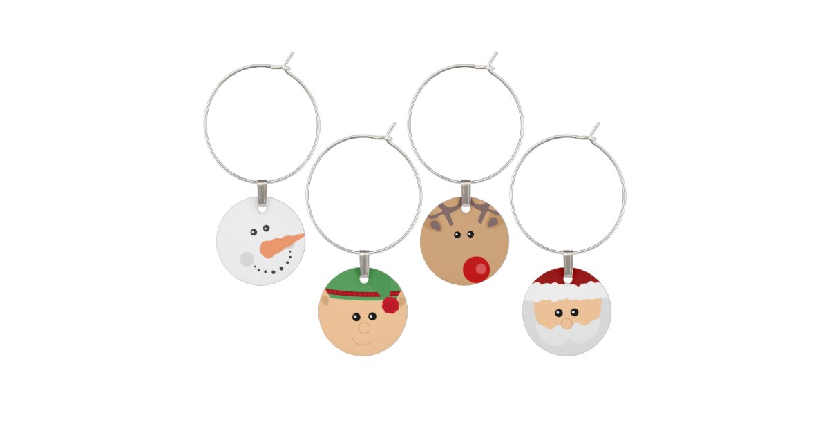 Christmas Characters Wine Charm Set | Zazzle