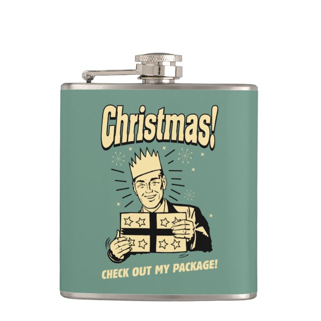 Christmas: Check Out My Package Flask (Front)