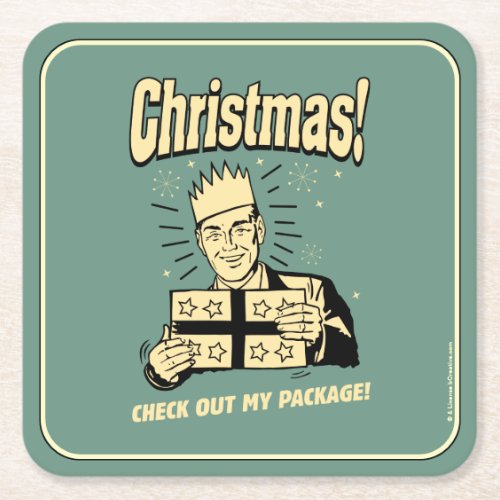 Christmas Check Out My Package Square Paper Coaster