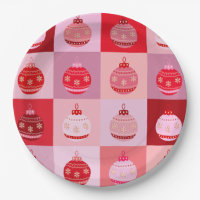 Christmas Check - Pink And Red Checkered Ornaments