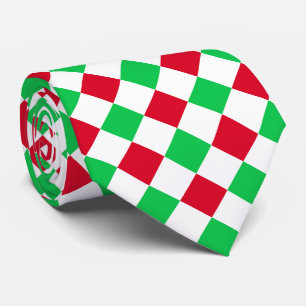 Christmas Checkerboard, Red, Green, White Neck Tie