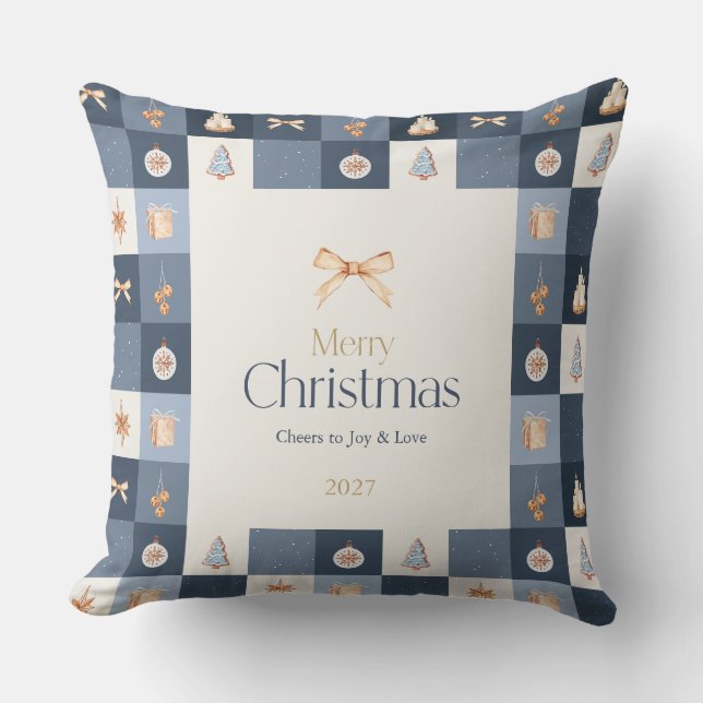 Christmas Checkered Holiday Throw Pillow (Front)