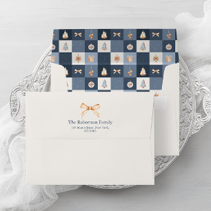 Christmas Checkered Lined Envelope