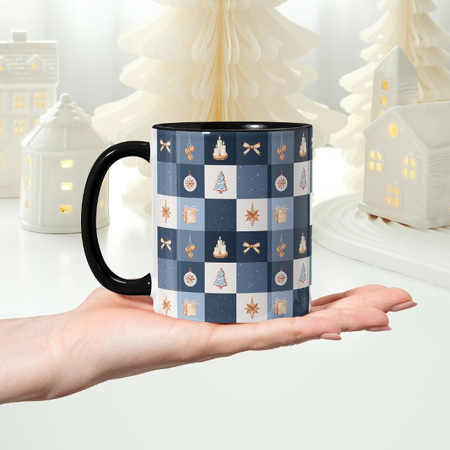 Christmas Checkered Mug with Ornaments (Creator Uploaded)