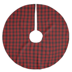 Christmas checkered pattern Red Buffalo Plaid Brushed Polyester Tree Skirt