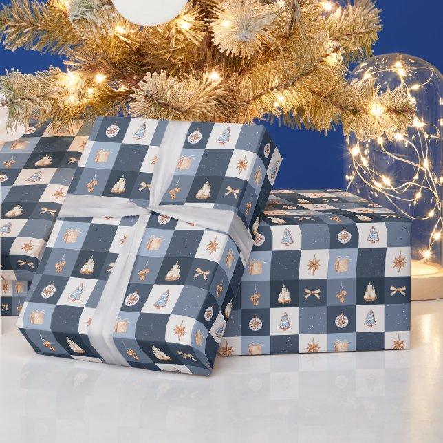 Christmas Checkered Pattern Wrapping Paper (Holidays)