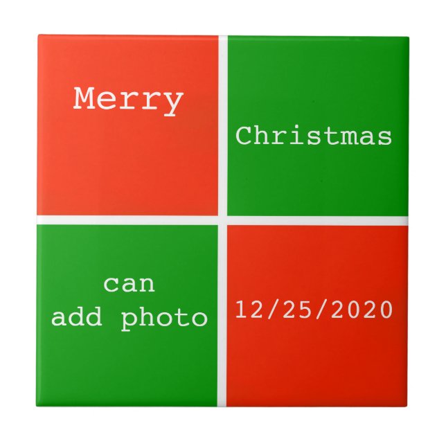 Christmas Checkers Ceramic Tile (Front)