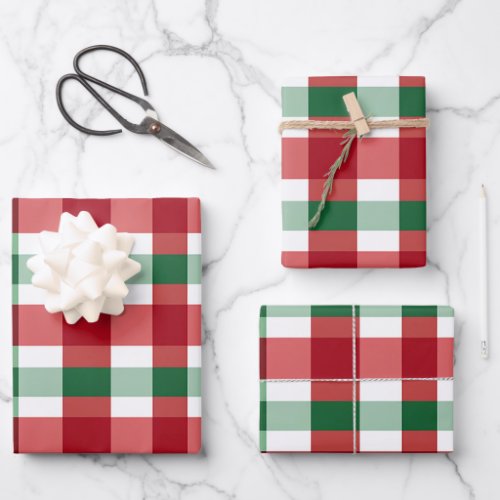 Christmas Checkers Pattern Wrapping Paper Sheets