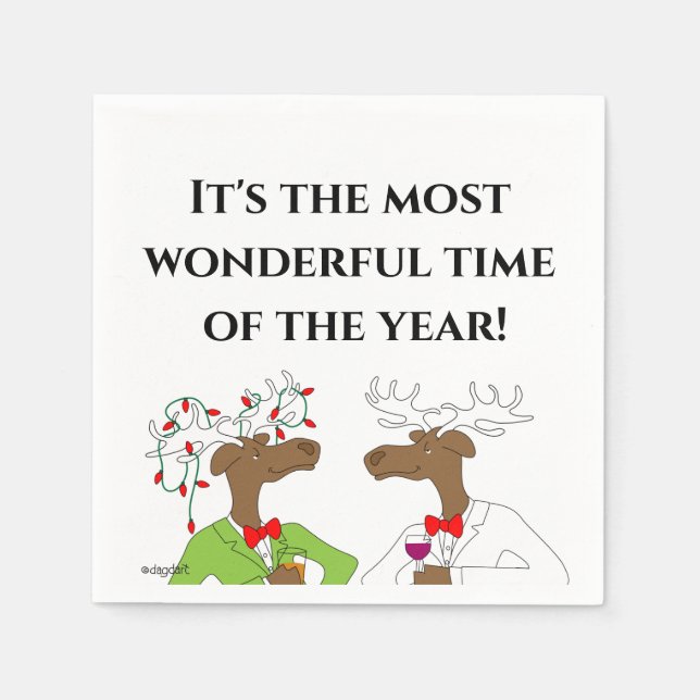 Christmas Cheer 2 Moose Napkins (Front)