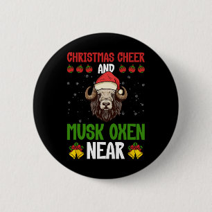 Christmas Cheer And Musk Oxen Near - Musk Ox Musko Button