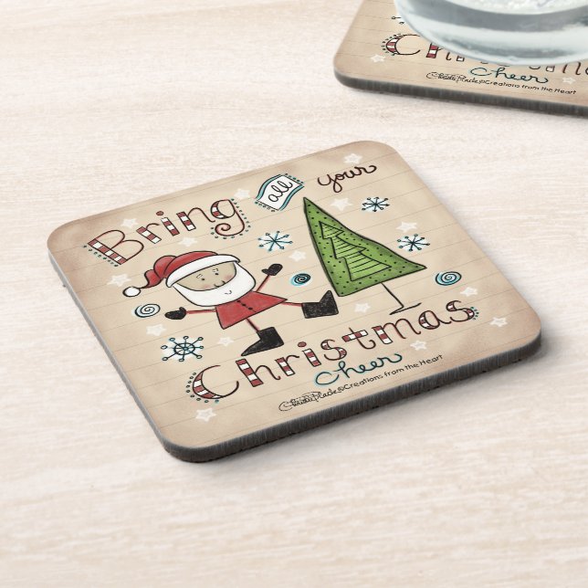 Christmas Cheer Beverage Coaster (Left Side)
