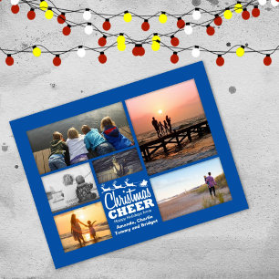 Christmas Cheer Blue Holiday Photo Postcard