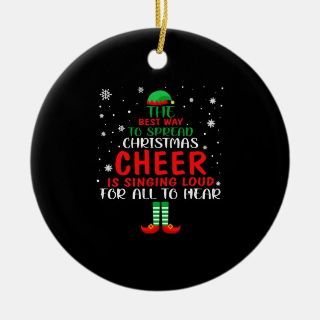 Christmas Cheer Ceramic Ornament (Front)